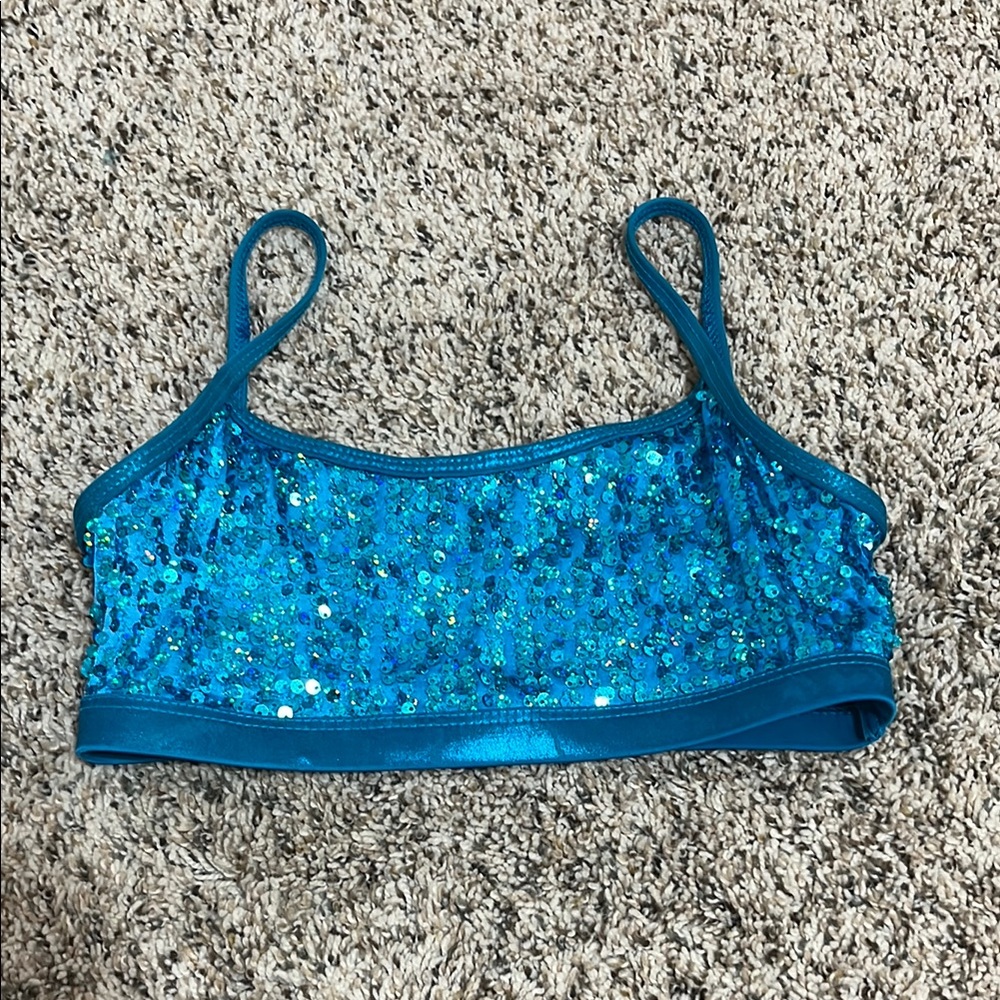 Blue Sequin Sports Bra